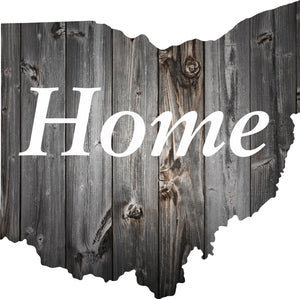 Ohio Shape Distressed DARK Wood Wall Mascot™