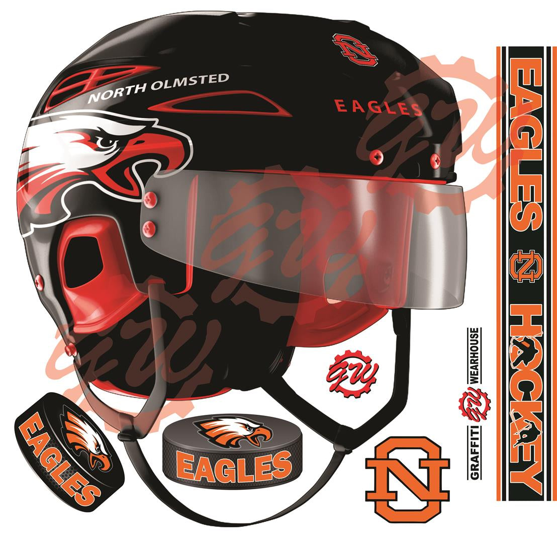 eastlake north football helmet graphics North Olmsted Hockey Helmet Wall Mascot™ – Graffiti Wearhouse