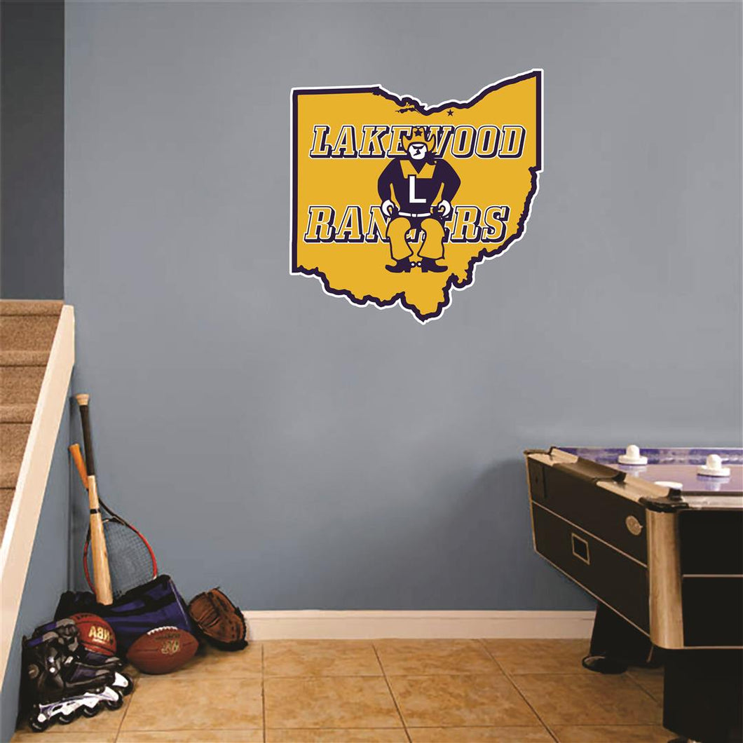 Lakewood Ohio Map Wall Mascot™ Version 1