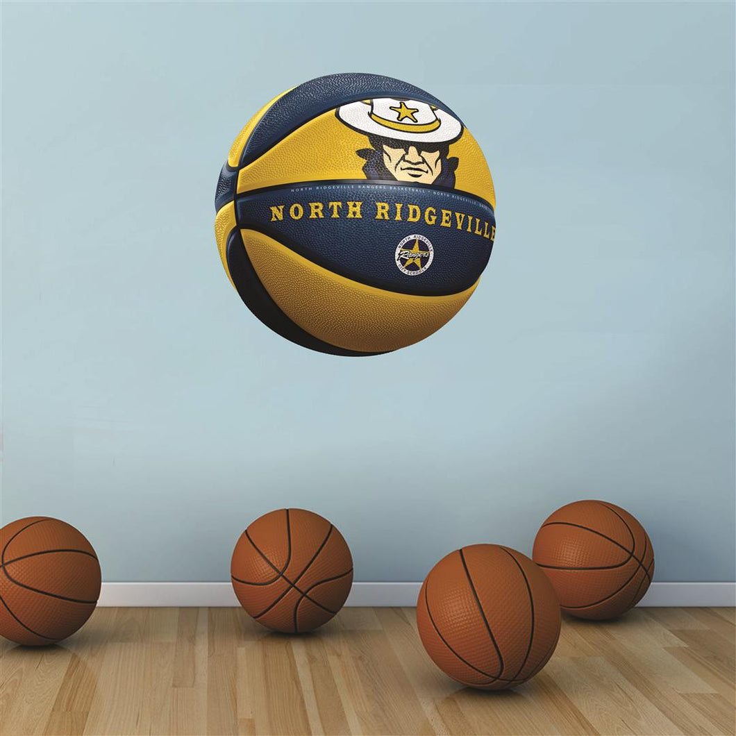 North Ridgeville NAVY and GOLD basketball Wall Mascot™ 3 SIZES