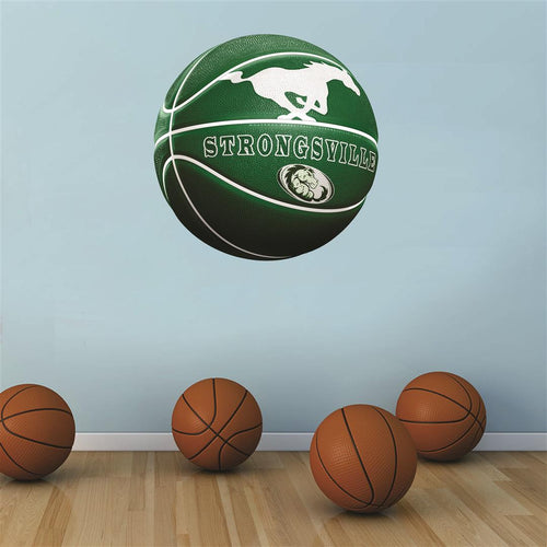 Strongsville Mustangs GREEN and WHITE basketball Wall Mascot™ 3 SIZES