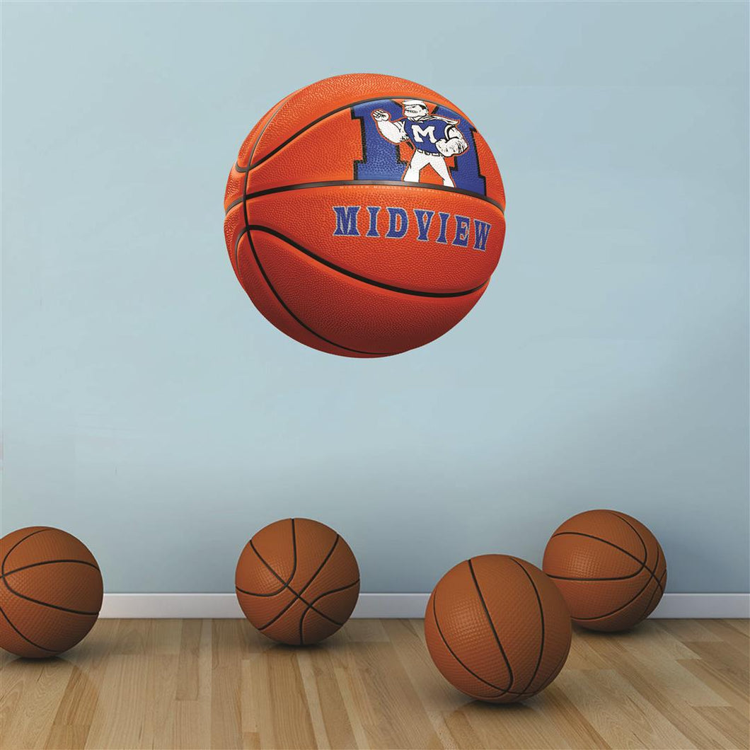 Midview Middies ORANGE basketball Wall Mascot™ 3 SIZES