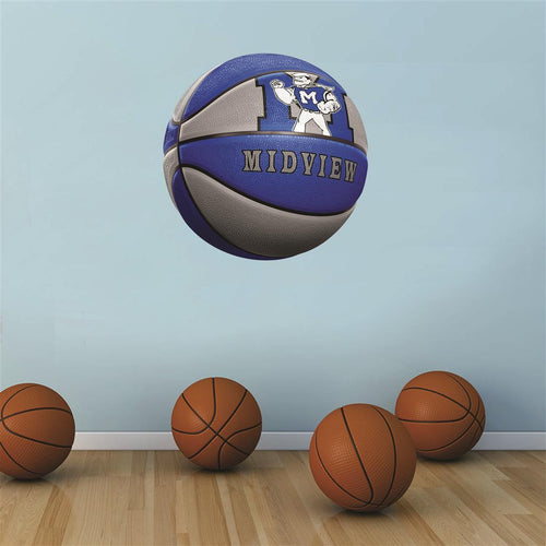 Midview Middies BLUE and GREY basketball Wall Mascot™ 3 SIZES