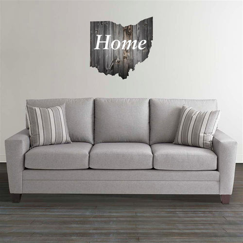 Ohio Shape Distressed DARK Wood Wall Mascot™